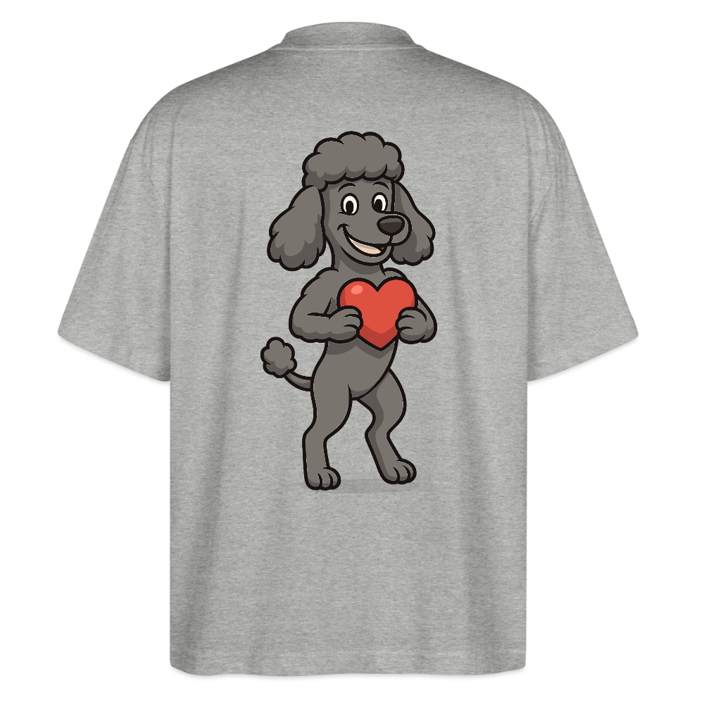 Pudel Oversized mit Herz Cartoon – Liebevolles Hunde Motiv für Valentinstag, Geschenke und Hundeliebhaber - Grau meliert