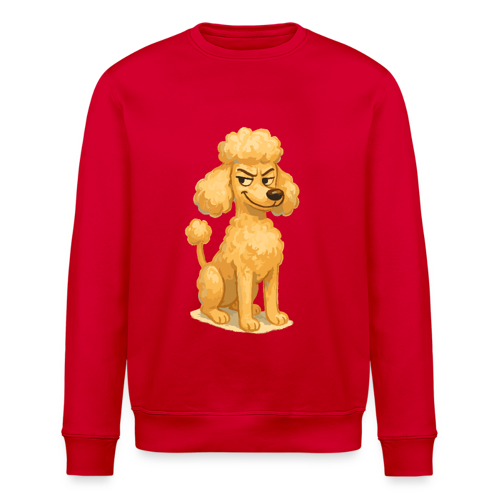 Frecher Pudel Sweatshirt Cartoon im Malstil – Humorvolles Hundemotiv für Tierfreunde und Geschenkidee für Hundeliebhaber - Rot