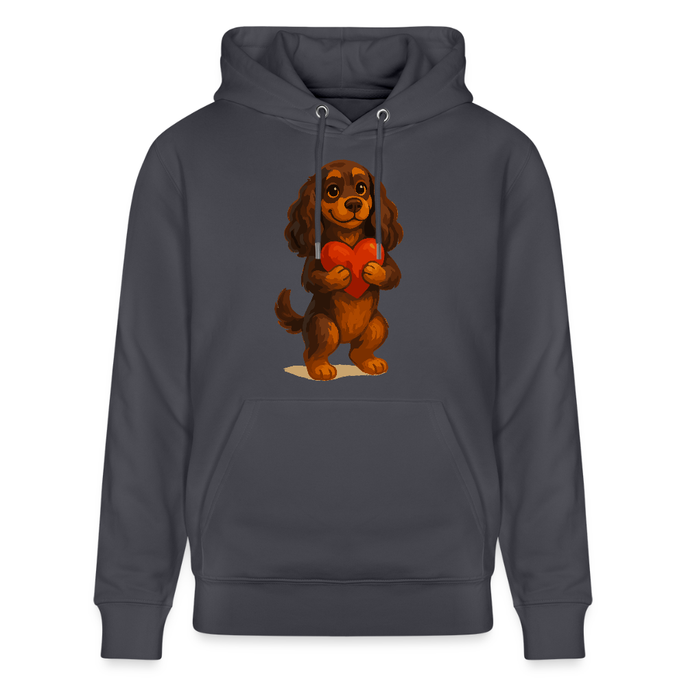 Cocker Spaniel Hoodie mit Herz – Süßer Cartoon Hund, perfektes Motiv für Valentinstag und Hundeliebhaber - Indigoblau