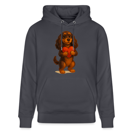 Cocker Spaniel Hoodie mit Herz – Süßer Cartoon Hund, perfektes Motiv für Valentinstag und Hundeliebhaber - Indigoblau