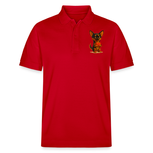 Chihuahua Poloshirt Cartoon Hund mit Herz – süßes Tiermotiv, Geschenkidee für Hundefans, Valentinstag und romantische Anlässe - Rot