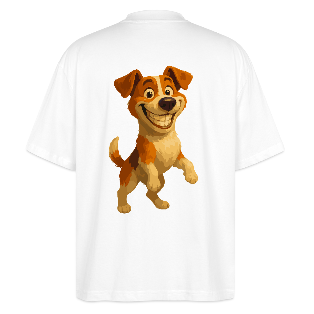 Jack Russell Terrier Oversized breit grinsend – süßer Cartoon Hund, lustiges Motiv für Hundeliebhaber & Geschenkidee für Tierfreunde - Weiß