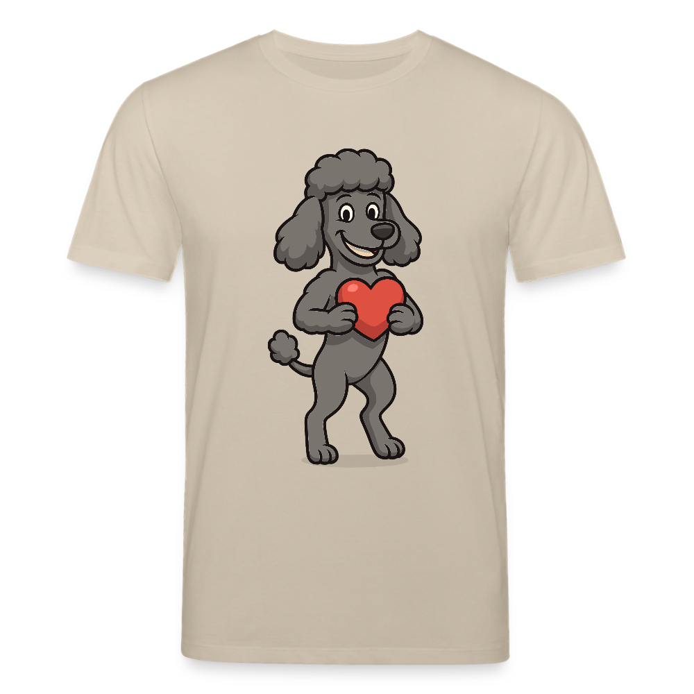 Pudel T- Shirt mit Herz Cartoon – Liebevolles Hunde Motiv für Valentinstag, Geschenke und Hundeliebhaber - Beige