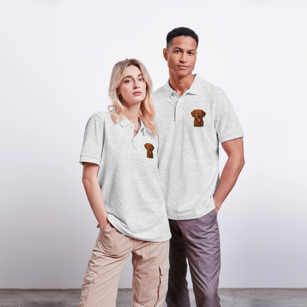 Labrador Poloshirt – Frecher Cartoon Hund mit Zunge | Lustiges Geschenk für Hundefans und Hundebesitzer - Weiß meliert
