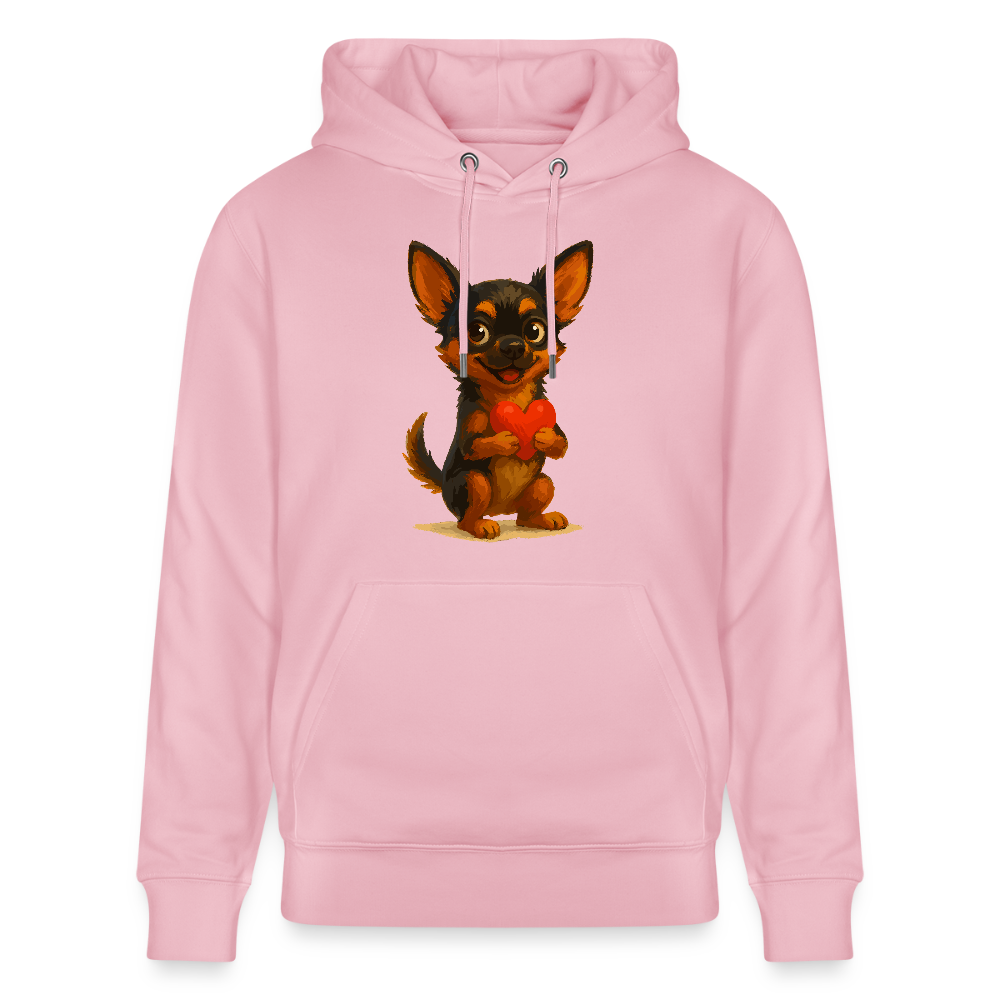 Chihuahua Hoodie Cartoon Hund mit Herz – süßes Tiermotiv, Geschenkidee für Hundefans, Valentinstag und romantische Anlässe - Hellrosa