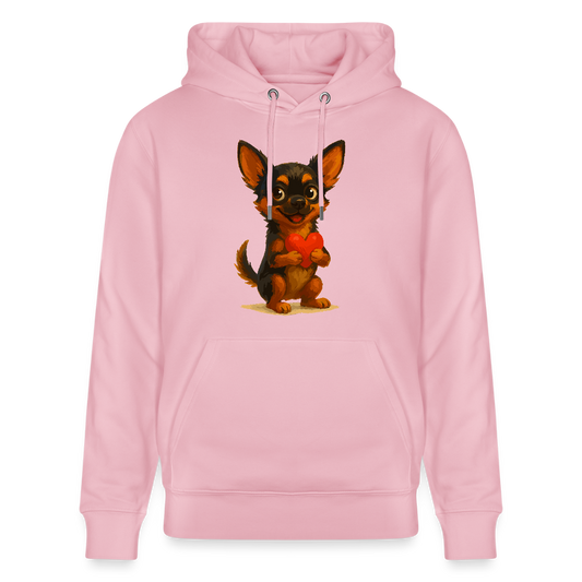 Chihuahua Hoodie Cartoon Hund mit Herz – süßes Tiermotiv, Geschenkidee für Hundefans, Valentinstag und romantische Anlässe - Hellrosa