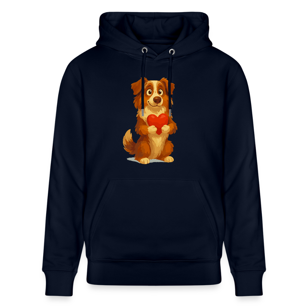 Australian Shepherd Hoodie Süßer Cartoon mit Herz – Liebevolles Hunde Motiv für Valentinstag, Freundschaft und Geschenkideen - Navy