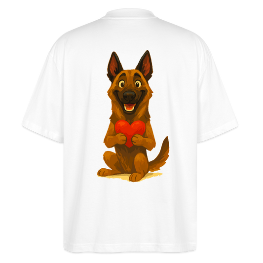 Malinois Oversized mit Herz Cartoon – liebevoller Belgischer Schäferhund als Hunde Motiv für Hundeliebhaber und Geschenkideen - Weiß