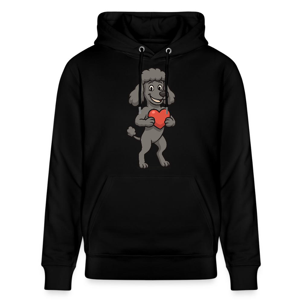 Pudel Hoodie mit Herz Cartoon – Liebevolles Hunde Motiv für Valentinstag, Geschenke und Hundeliebhaber - Schwarz