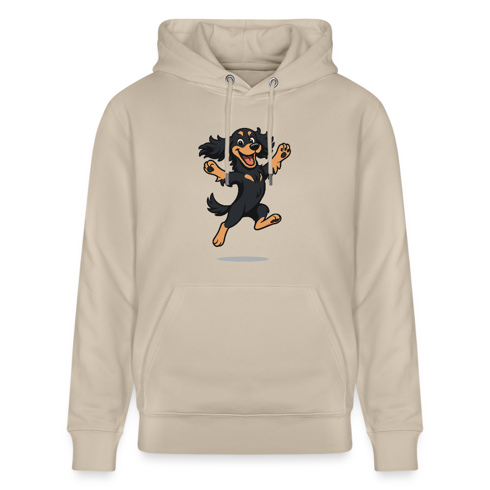 Cocker Spaniel Hoodie - fröhlicher hüpfender Cartoon  – lustiges Hundemotiv voller Freude, Geschenkidee für Hundeliebhaber und Tierfreunde - Beige