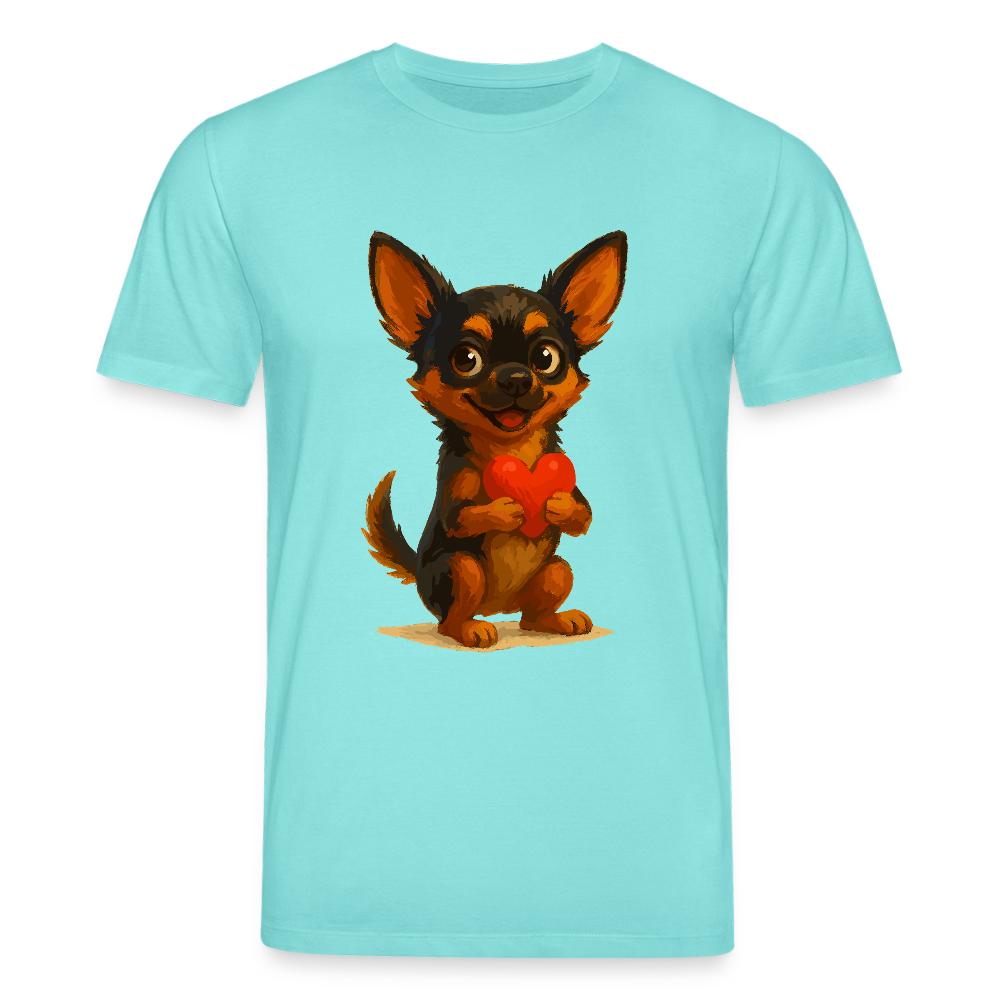 Chihuahua T-Shirt Cartoon Hund mit Herz – süßes Tiermotiv, Geschenkidee für Hundefans, Valentinstag und romantische Anlässe - Poolblau