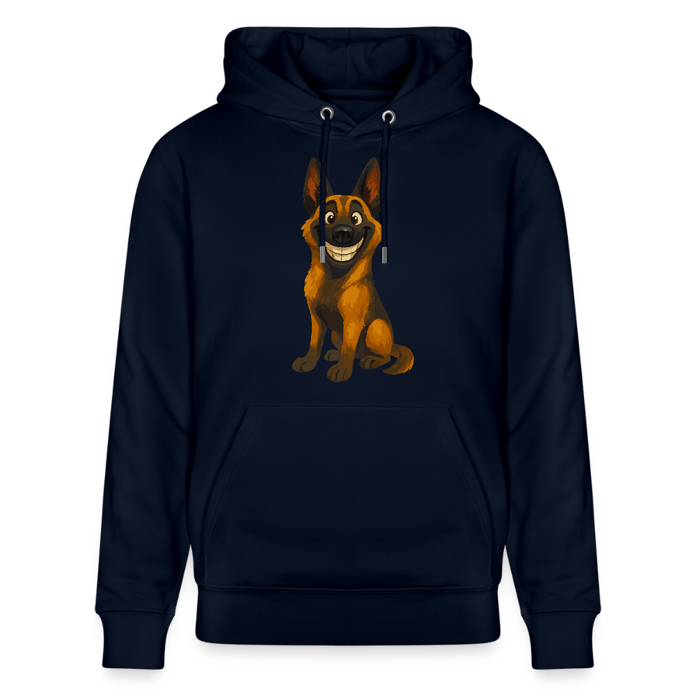 Malinois Hoodie Grinsender Cartoon – lustiger Belgischer Schäferhund im gemalten Stil als humorvolles Hunde Motiv für Hundeliebhaber - Navy