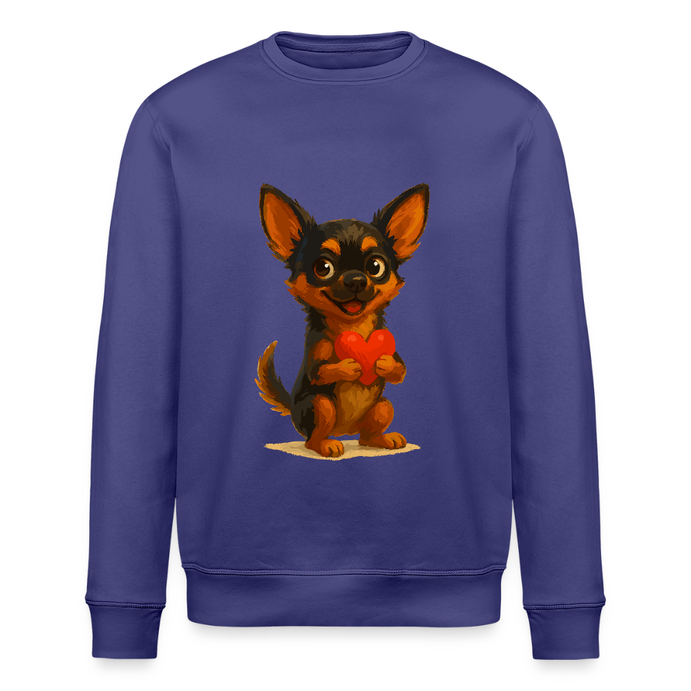 Chihuahua Sweatshirt Cartoon Hund mit Herz – süßes Tiermotiv, Geschenkidee für Hundefans, Valentinstag und romantische Anlässe - Dämmerung