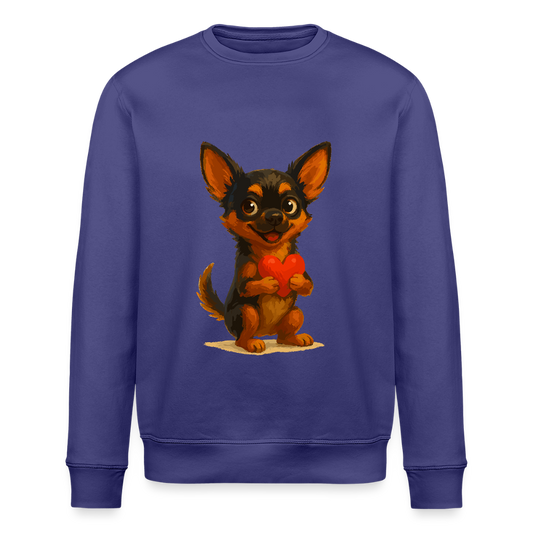 Chihuahua Sweatshirt Cartoon Hund mit Herz – süßes Tiermotiv, Geschenkidee für Hundefans, Valentinstag und romantische Anlässe - Dämmerung