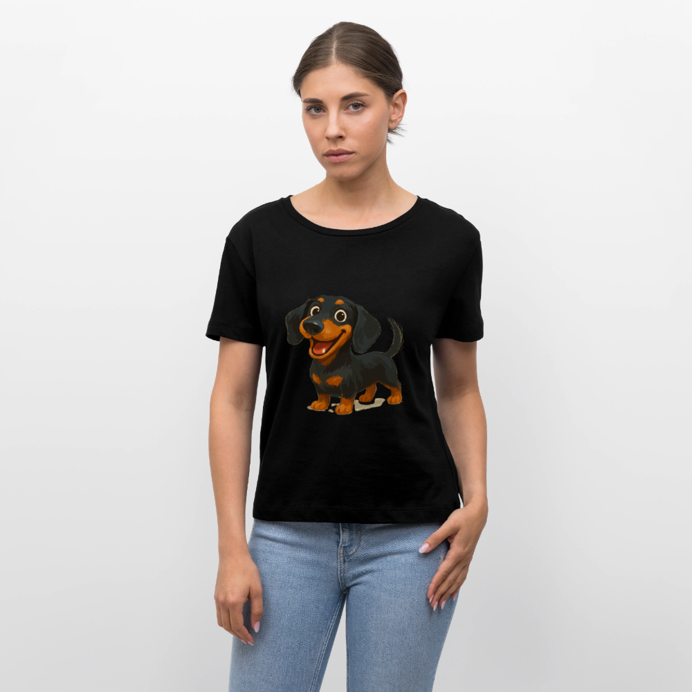 Dackel Shirt – Fröhlicher Cartoon Dachshund | Niedlicher Hund Pullover Geschenk für Hundefans - Schwarz