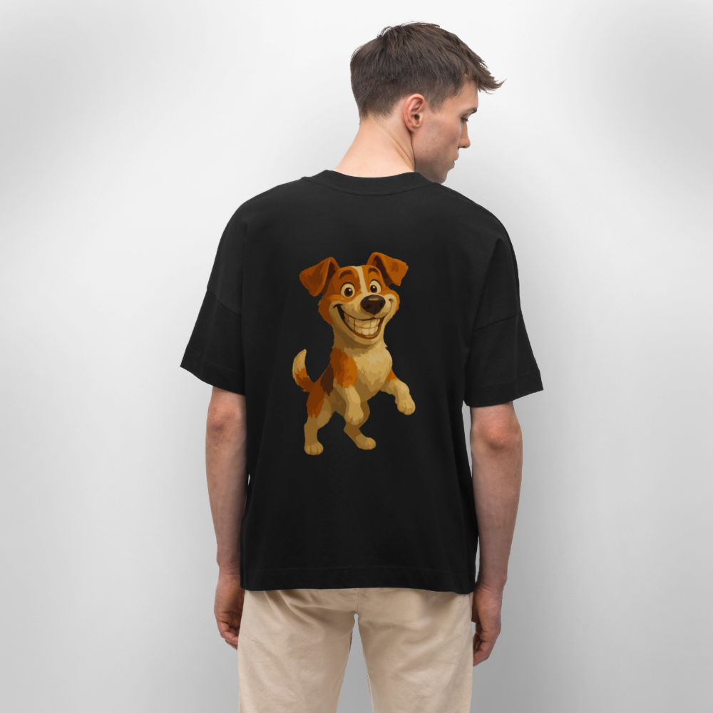 Jack Russell Terrier Oversized breit grinsend – süßer Cartoon Hund, lustiges Motiv für Hundeliebhaber & Geschenkidee für Tierfreunde - Schwarz