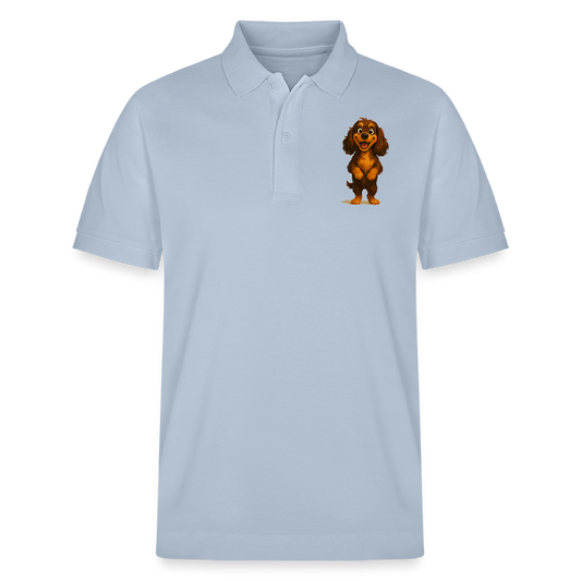 Cocker Spaniel Poloshirt breit grinsend – Lustiger Cartoon Hund, fröhliches Motiv für Hundeliebhaber und Tierfreunde - sky Blue