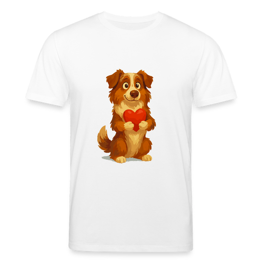 Australian Shepherd T-Shirt Süßer Cartoon mit Herz – Liebevolles Hunde Motiv für Valentinstag, Freundschaft und Geschenkideen - Weiß
