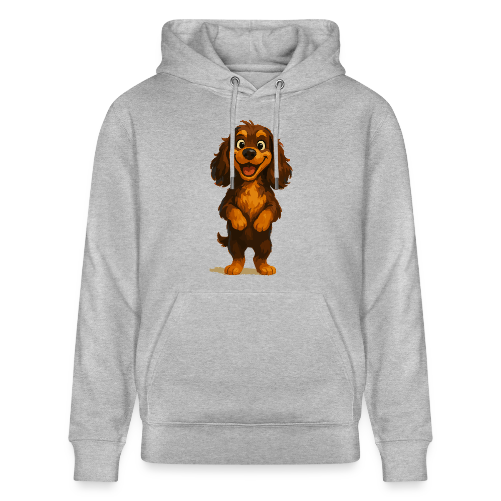 Cocker Spaniel Hoodie breit grinsend – Lustiger Cartoon Hund, fröhliches Motiv für Hundeliebhaber und Tierfreunde - Grau meliert