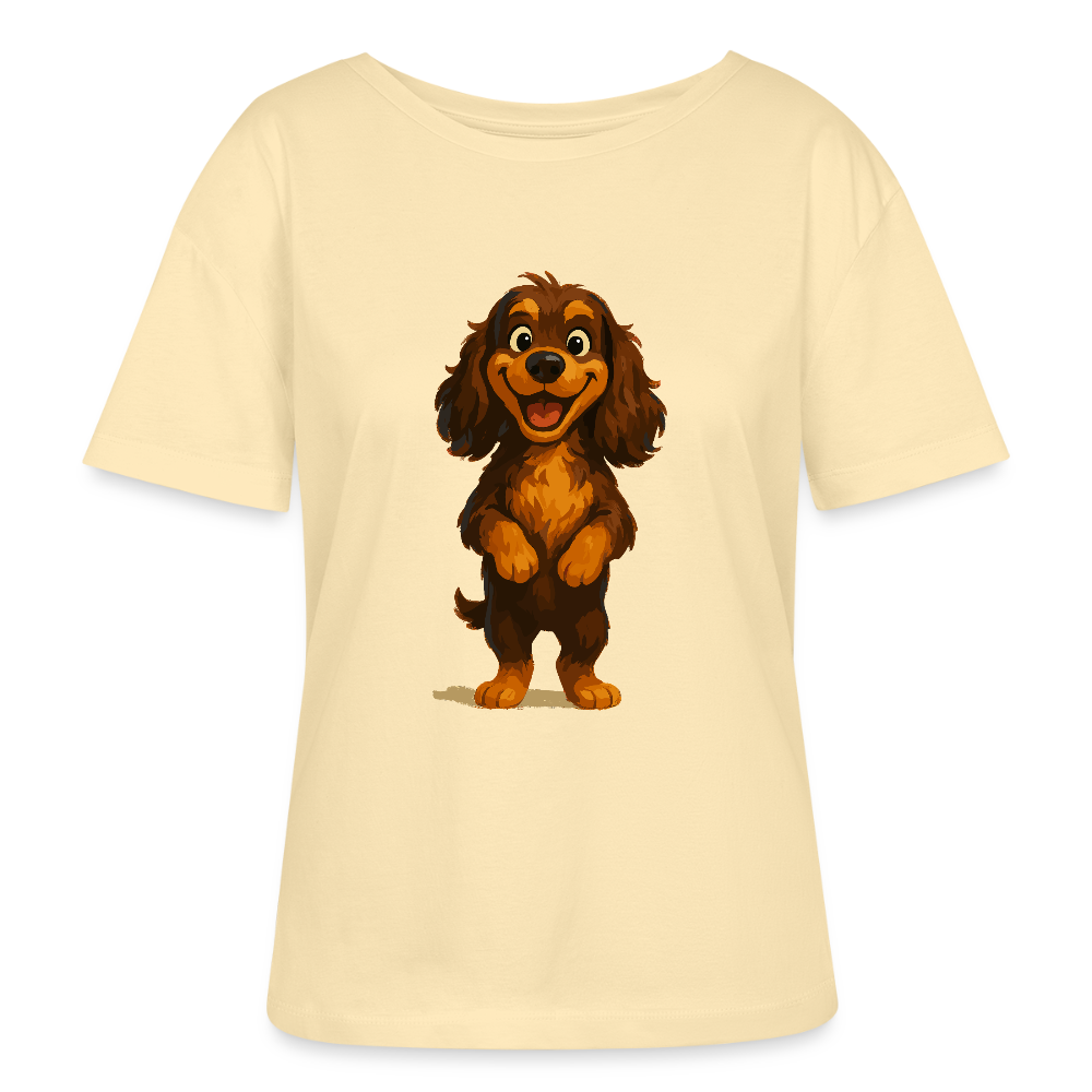 Cocker Spaniel Shirt breit grinsend – Lustiger Cartoon Hund, fröhliches Motiv für Hundeliebhaber und Tierfreunde - Creme