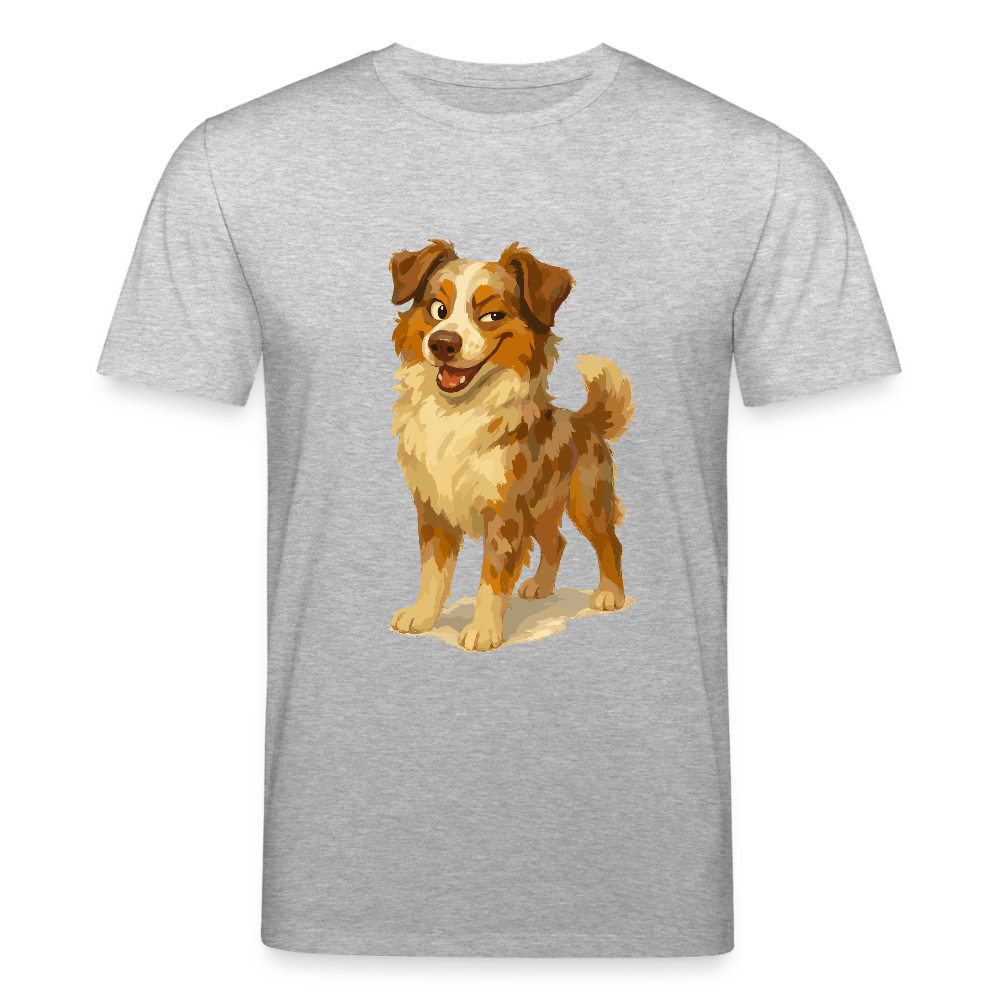 Australian Shepherd T-Shirt Frecher Cartoon mit verschmitztem Grinsen – Humorvolles Hunde Motiv für Tierfreunde und Geschenkideen - Grau meliert