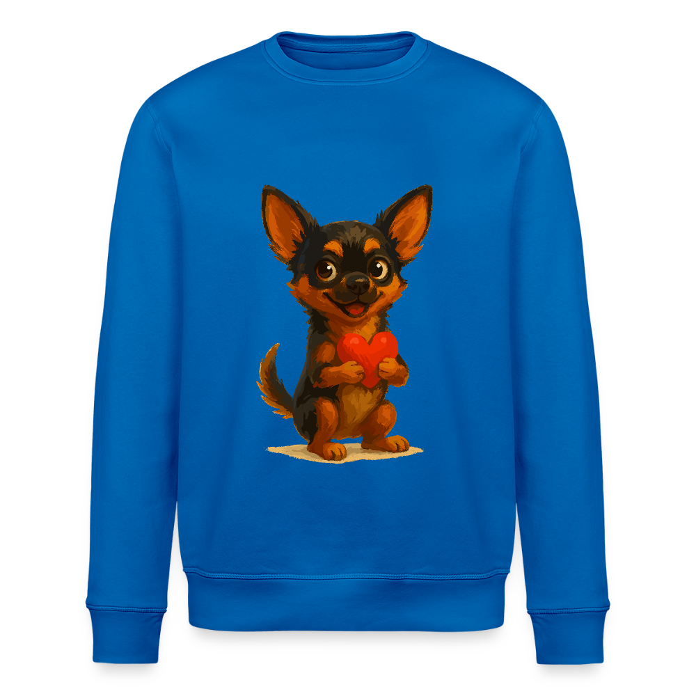 Chihuahua Sweatshirt Cartoon Hund mit Herz – süßes Tiermotiv, Geschenkidee für Hundefans, Valentinstag und romantische Anlässe - Königsblau
