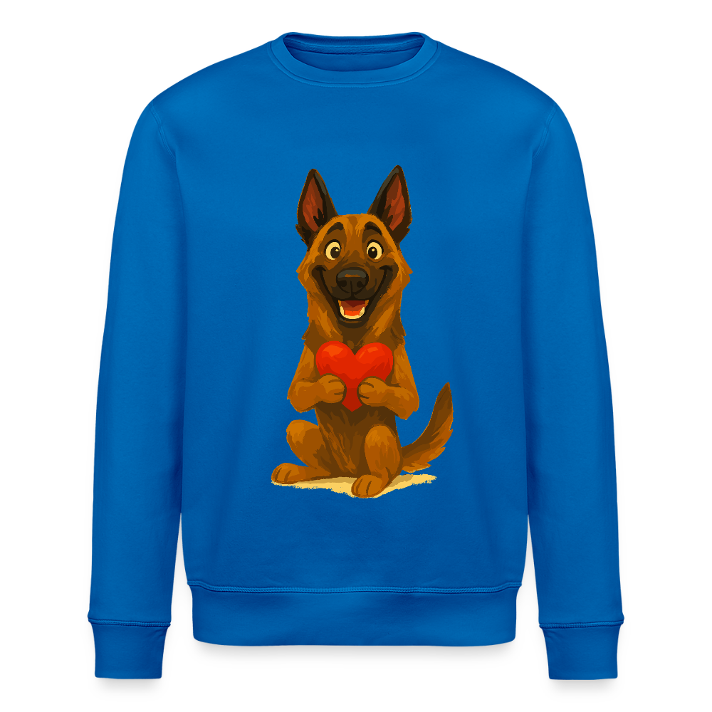 Malinois Sweatshirt mit Herz Cartoon – liebevoller Belgischer Schäferhund als Hunde Motiv für Hundeliebhaber und Geschenkideen - Königsblau