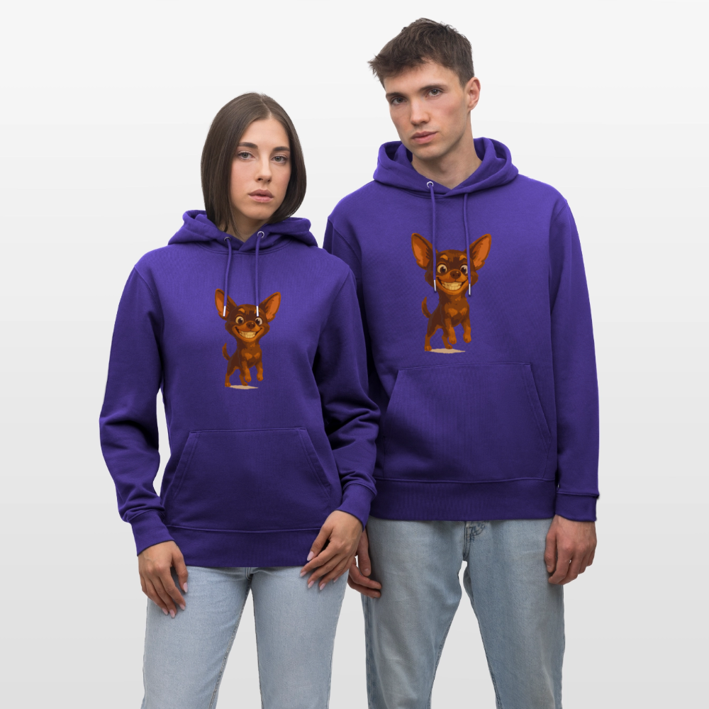 Grinsender Chihuahua Hoodie Cartoon Hund – witziges Tiermotiv mit großem Lächeln, Geschenkidee für Hundefans und Tierfreunde - Purple Love