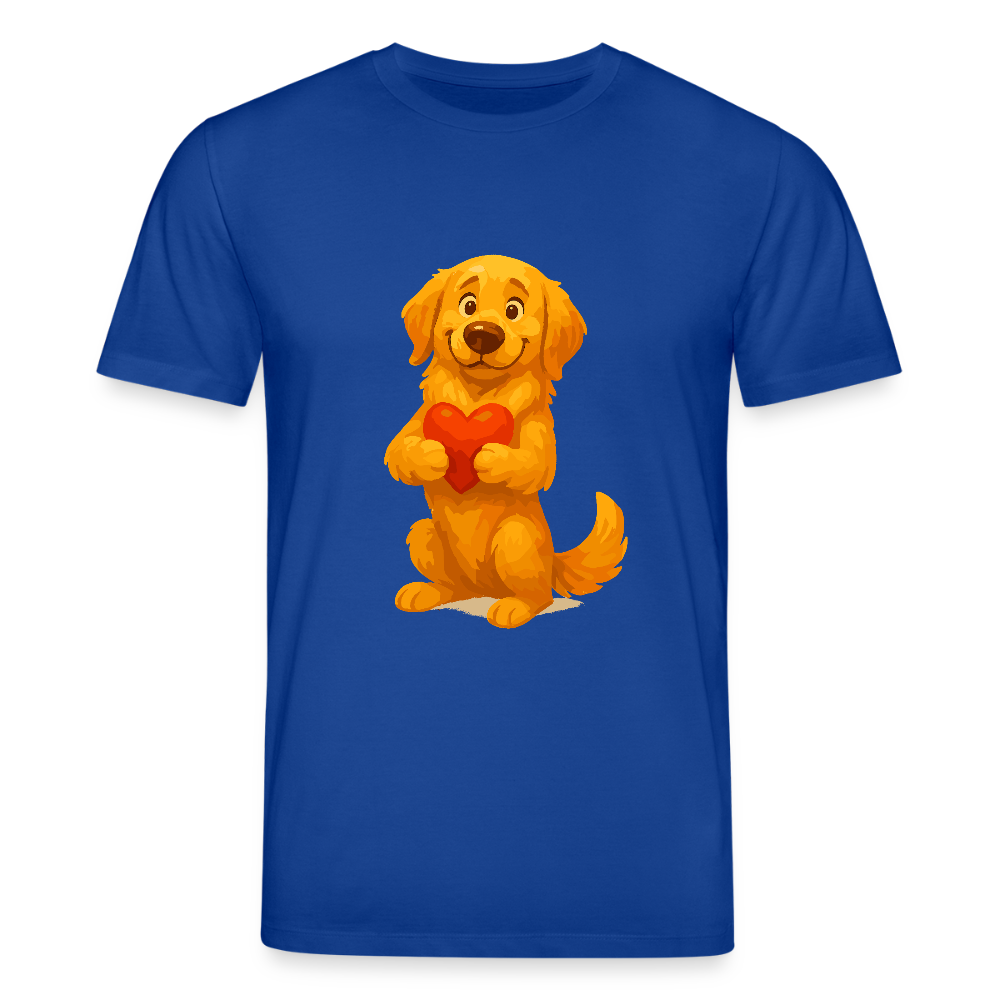 Golden Retriever T-Shirt mit Herz – süßer Cartoon Hund, liebevolles Motiv für Hundeliebhaber, Valentinstag oder besondere Geschenkideen - Dunkelblau