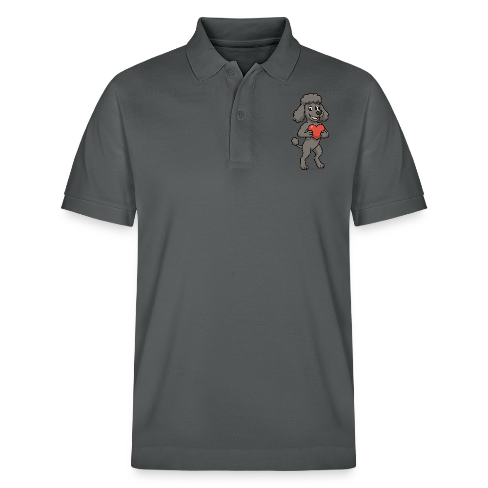 Pudel Poloshirt mit Herz Cartoon – Liebevolles Hunde Motiv für Valentinstag, Geschenke und Hundeliebhaber - Anthrazit