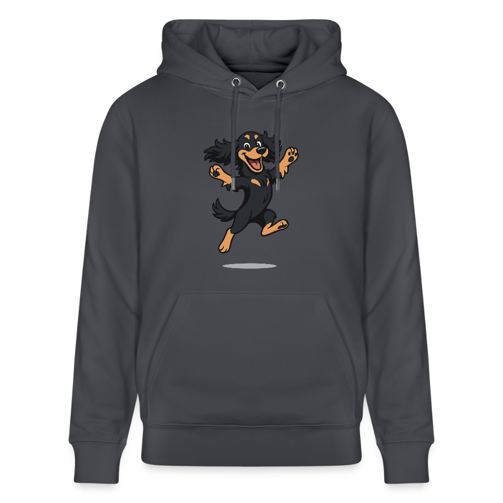 Cocker Spaniel Hoodie - fröhlicher hüpfender Cartoon  – lustiges Hundemotiv voller Freude, Geschenkidee für Hundeliebhaber und Tierfreunde - Indigoblau