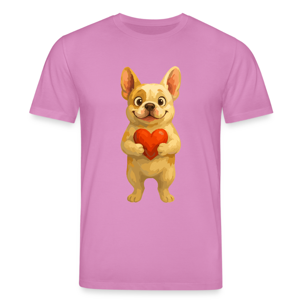 Französische Bulldogge T-Shirt mit Herz Cartoon – Liebevolles Hunde Motiv für Valentinstag, Freundschaft und Geschenkideen - Pink