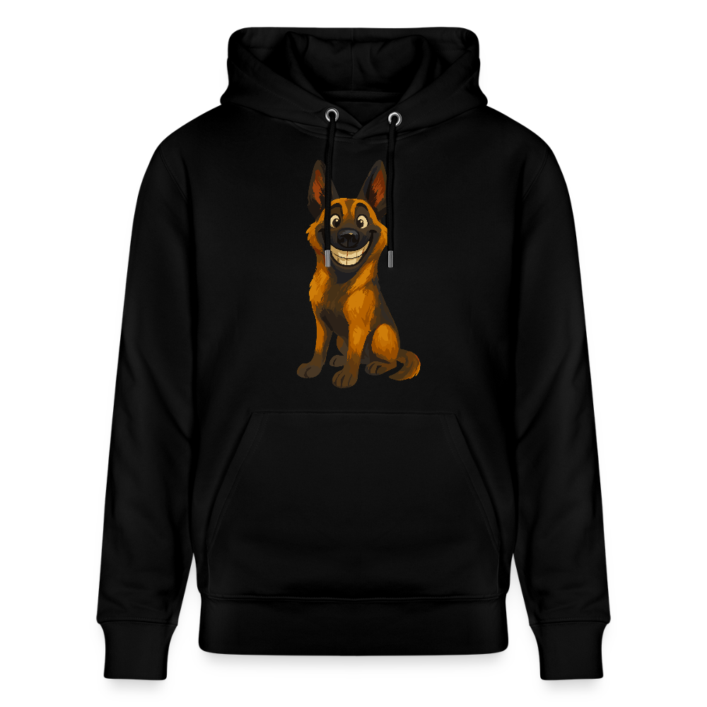 Malinois Hoodie Grinsender Cartoon – lustiger Belgischer Schäferhund im gemalten Stil als humorvolles Hunde Motiv für Hundeliebhaber - Schwarz