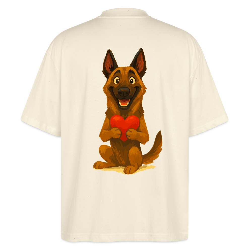 Malinois Oversized mit Herz Cartoon – liebevoller Belgischer Schäferhund als Hunde Motiv für Hundeliebhaber und Geschenkideen - Weißgrau