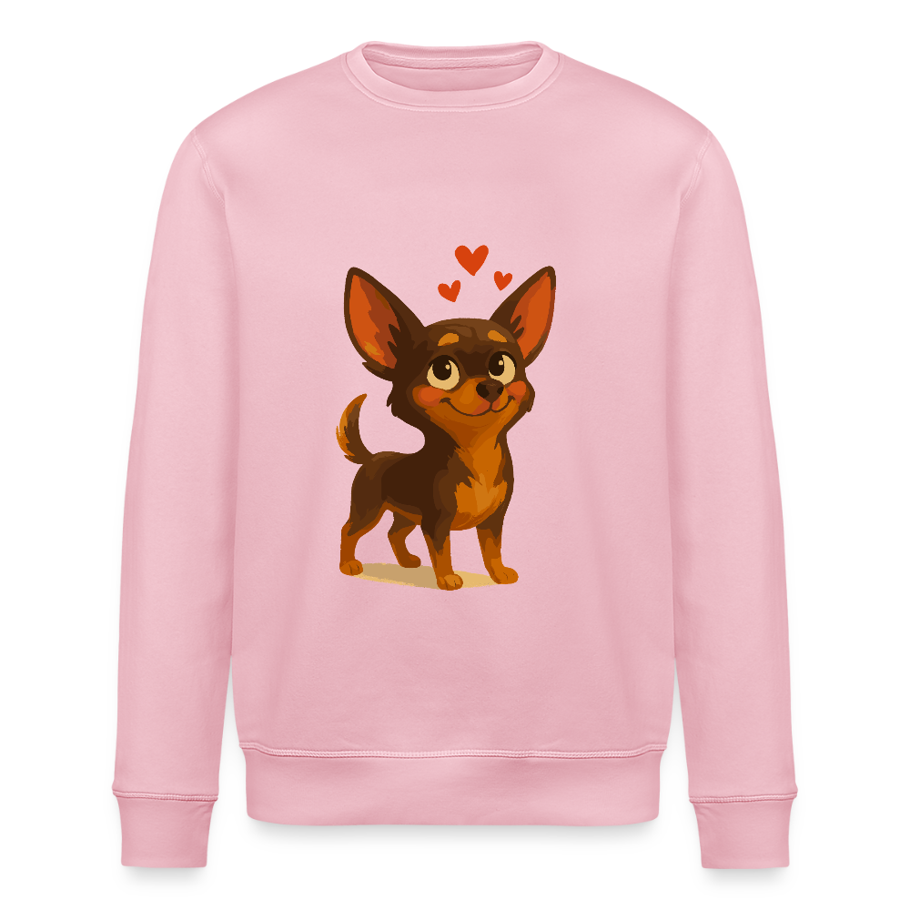 Verliebter Chihuahua Sweatshirt Cartoon Hund mit Herzen – süßes romantisches Tiermotiv, Geschenkidee für Valentinstag und Hundefans - Hellrosa