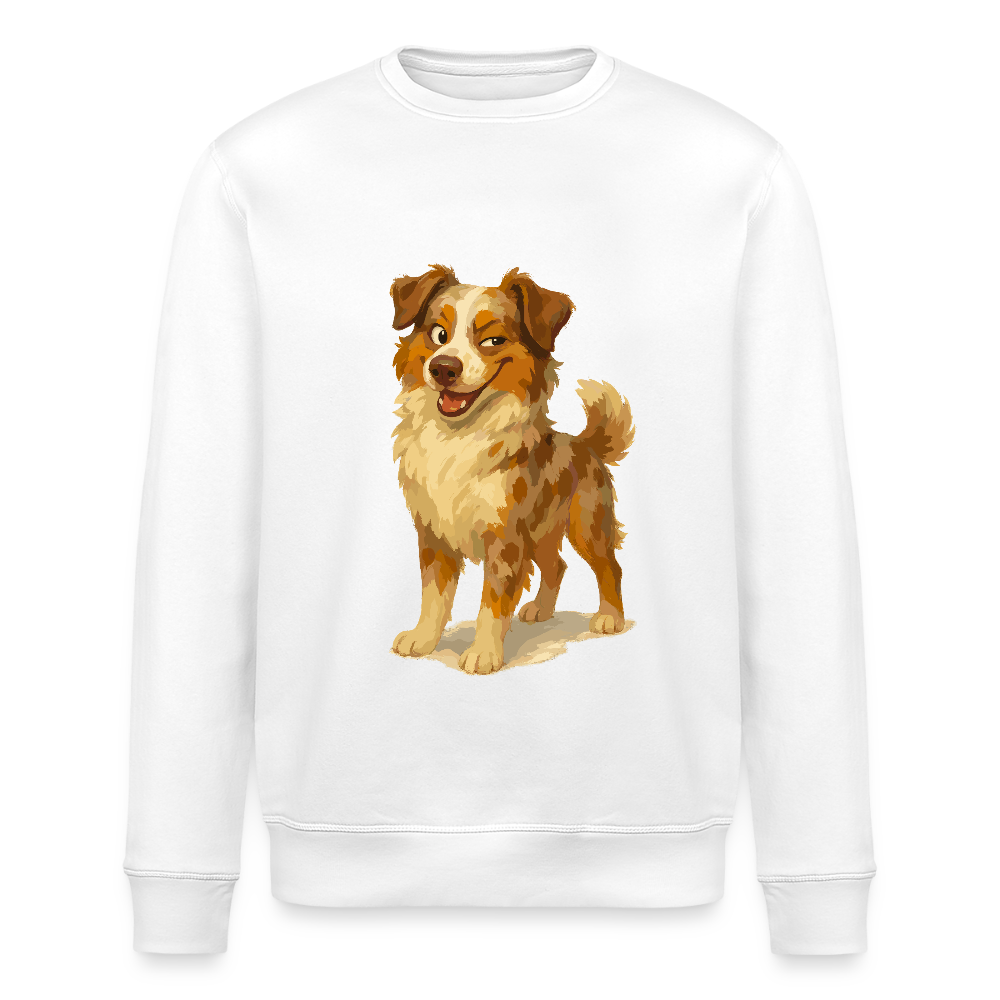 Australian Shepherd Sweatshirt Frecher Cartoon mit verschmitztem Grinsen – Humorvolles Hunde Motiv für Tierfreunde und Geschenkideen - Weiß