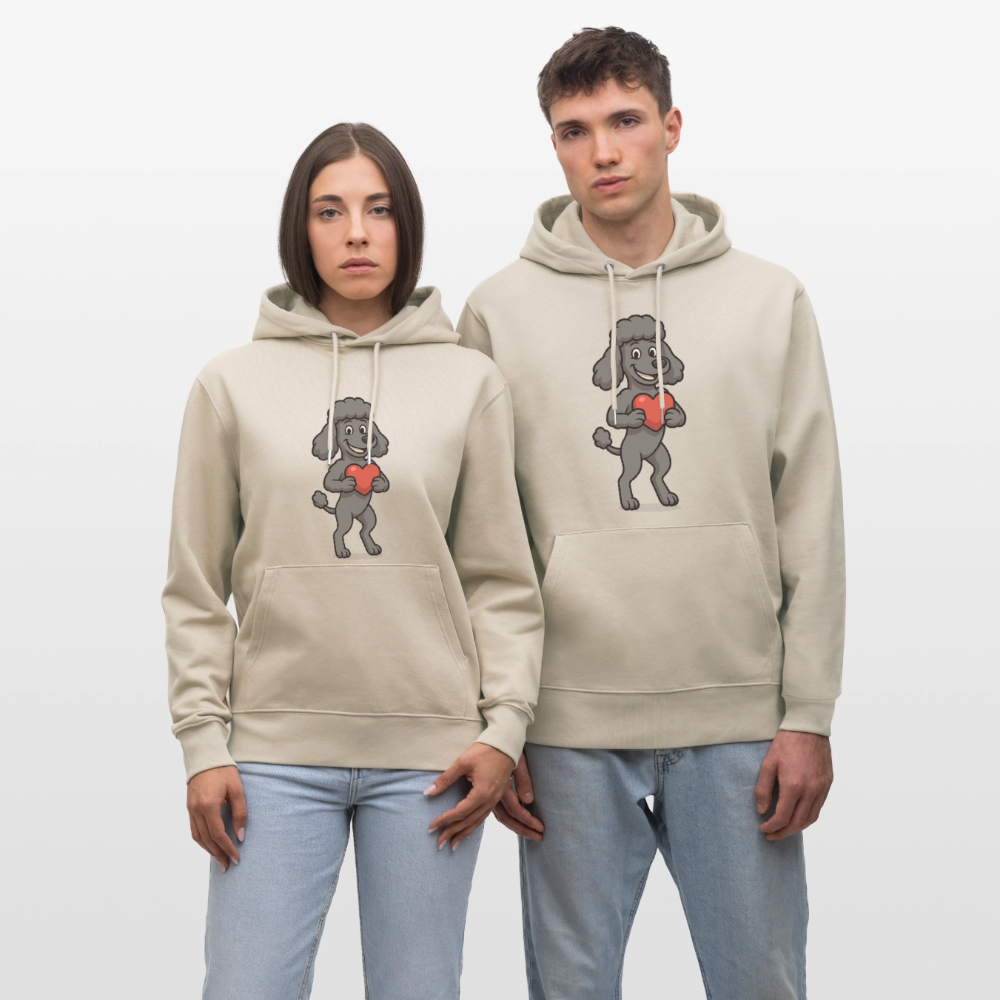Pudel Hoodie mit Herz Cartoon – Liebevolles Hunde Motiv für Valentinstag, Geschenke und Hundeliebhaber - Beige