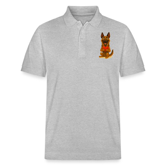 Malinois Poloshirt mit Herz Cartoon – liebevoller Belgischer Schäferhund als Hunde Motiv für Hundeliebhaber und Geschenkideen - Grau meliert