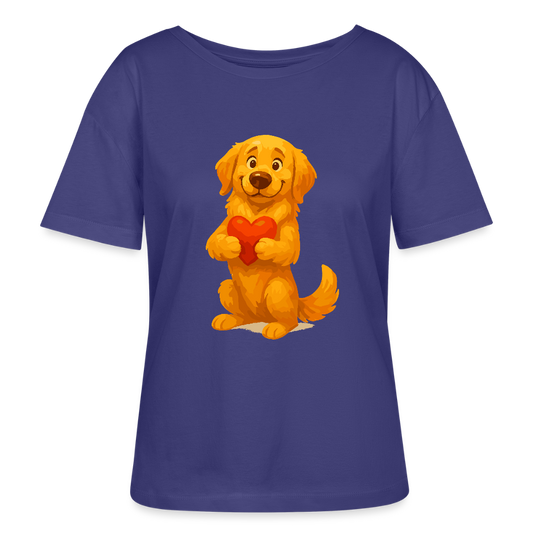 Golden Retriever Shirt mit Herz – süßer Cartoon Hund, liebevolles Motiv für Hundeliebhaber, Valentinstag oder besondere Geschenkideen - Dämmerung