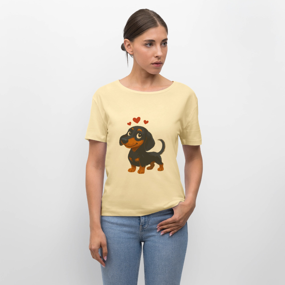 Dackel Shirt – Verliebter Cartoon Dachshund | Süßer Hund Pullover Geschenk mit Herzen für Valentinstag & Hundefans - Creme