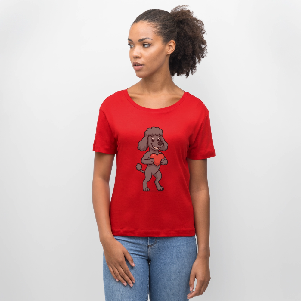 Pudel Shirt mit Herz Cartoon – Liebevolles Hunde Motiv für Valentinstag, Geschenke und Hundeliebhaber - Rot
