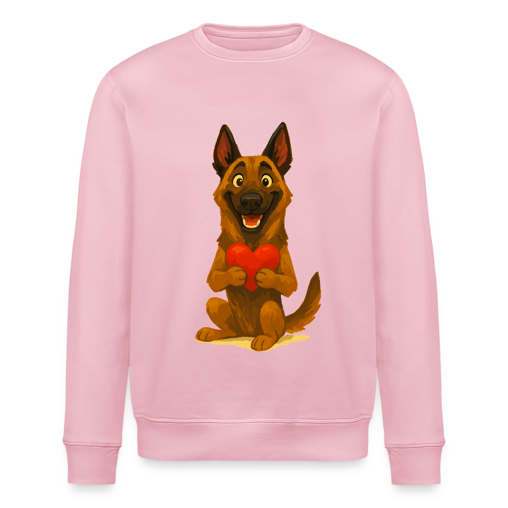 Malinois Sweatshirt mit Herz Cartoon – liebevoller Belgischer Schäferhund als Hunde Motiv für Hundeliebhaber und Geschenkideen - Hellrosa