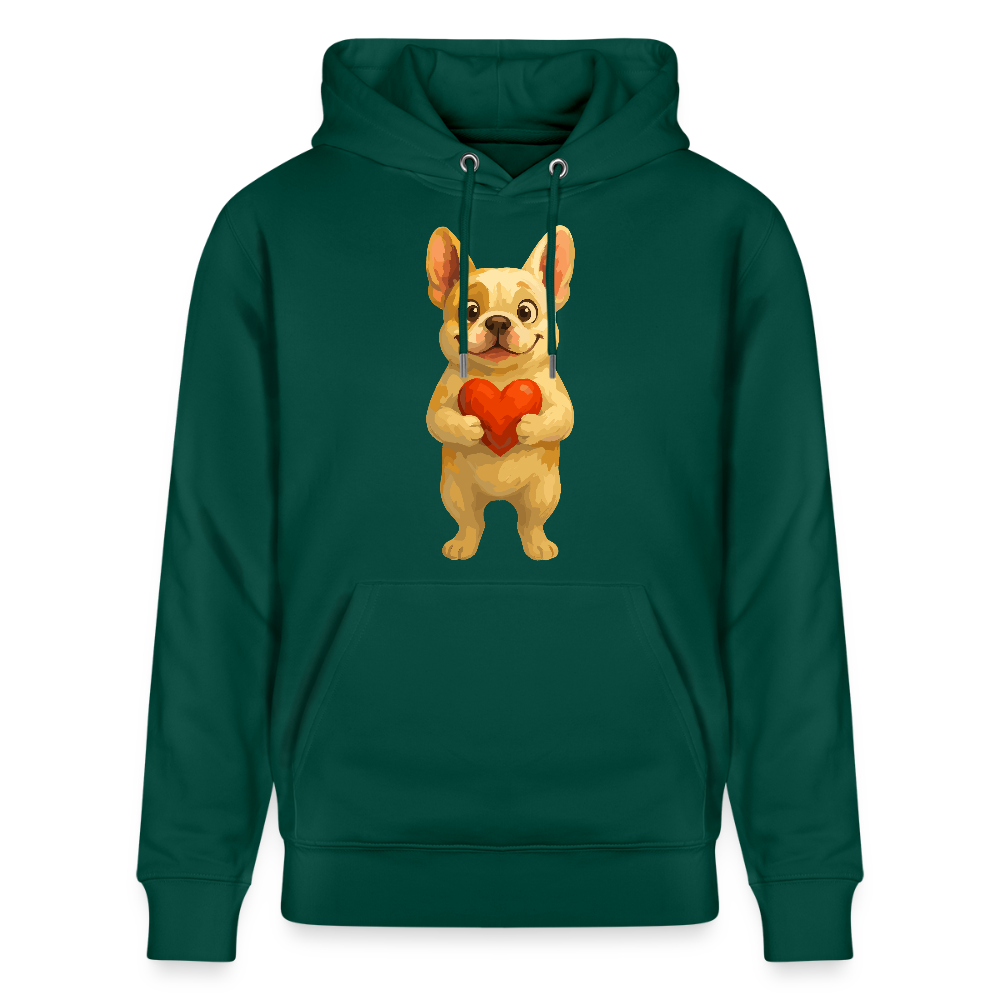 Französische Bulldogge Hoodie mit Herz Cartoon – Liebevolles Hunde Motiv für Valentinstag, Freundschaft und Geschenkideen - Forest