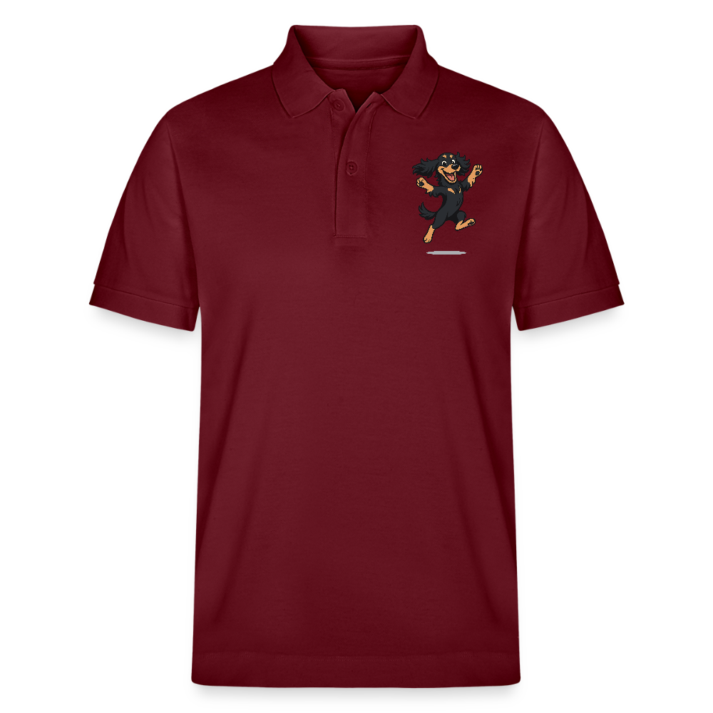 Cocker Spaniel Poloshirt - fröhlicher hüpfender Cartoon  – lustiges Hundemotiv voller Freude, Geschenkidee für Hundeliebhaber und Tierfreunde - Burgunderrot