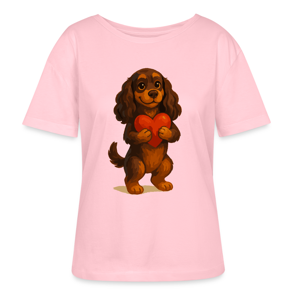 Cocker Spaniel Shirt mit Herz – Süßer Cartoon Hund, perfektes Motiv für Valentinstag und Hundeliebhaber - Hellrosa
