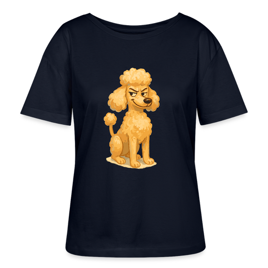 Frecher Pudel Shirt Cartoon im Malstil – Humorvolles Hundemotiv für Tierfreunde und Geschenkidee für Hundeliebhaber - Navy