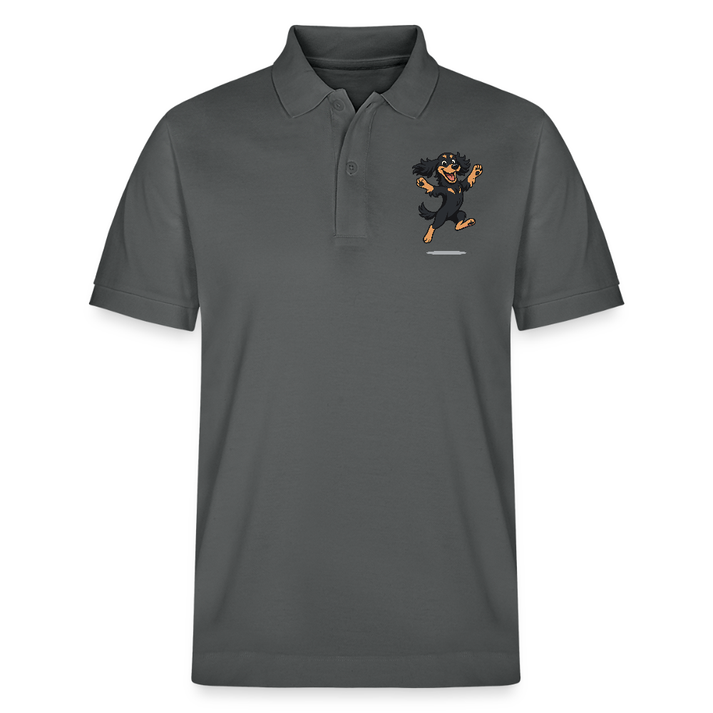 Cocker Spaniel Poloshirt - fröhlicher hüpfender Cartoon  – lustiges Hundemotiv voller Freude, Geschenkidee für Hundeliebhaber und Tierfreunde - Anthrazit