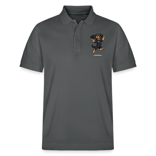 Cocker Spaniel Poloshirt - fröhlicher hüpfender Cartoon  – lustiges Hundemotiv voller Freude, Geschenkidee für Hundeliebhaber und Tierfreunde - Anthrazit