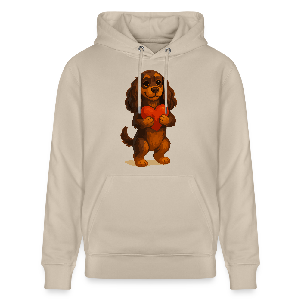 Cocker Spaniel Hoodie mit Herz – Süßer Cartoon Hund, perfektes Motiv für Valentinstag und Hundeliebhaber - Beige