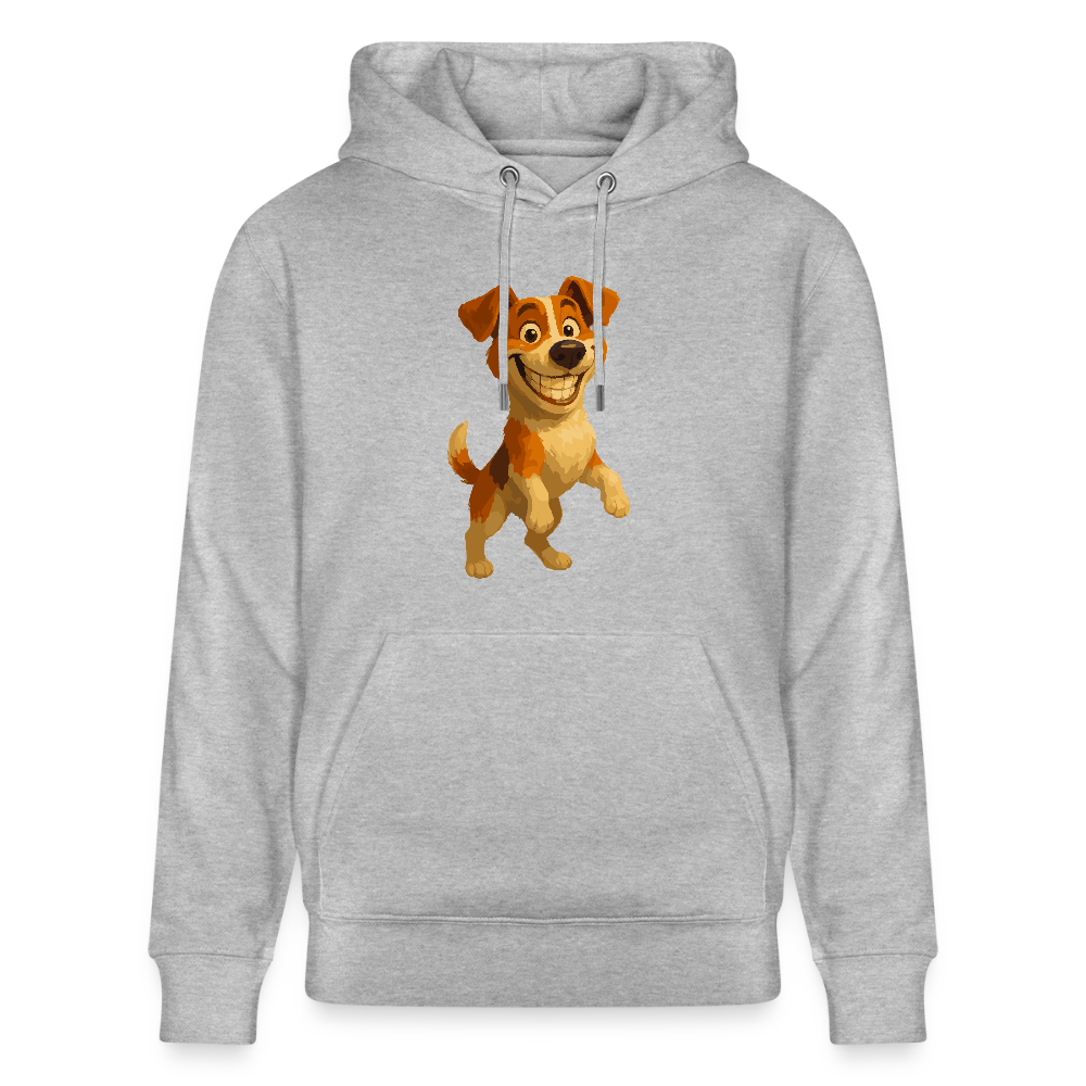 Jack Russell Terrier Hoodie breit grinsend – süßer Cartoon Hund, lustiges Motiv für Hundeliebhaber & Geschenkidee für Tierfreunde - Grau meliert